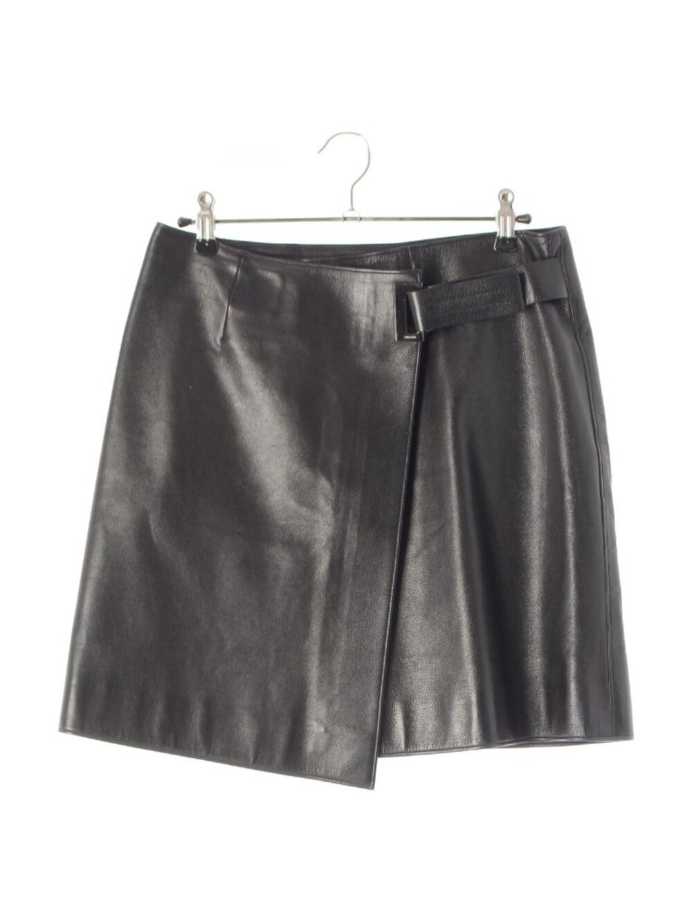 Prada Leather Viscose Skirt Wrapped Black 42